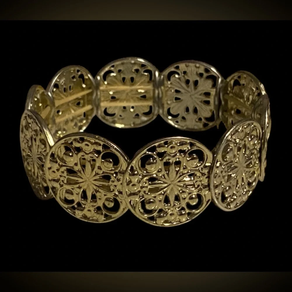 Ornate Medallion Stretch Costume Bracelet #7676 - Picture 2 of 5